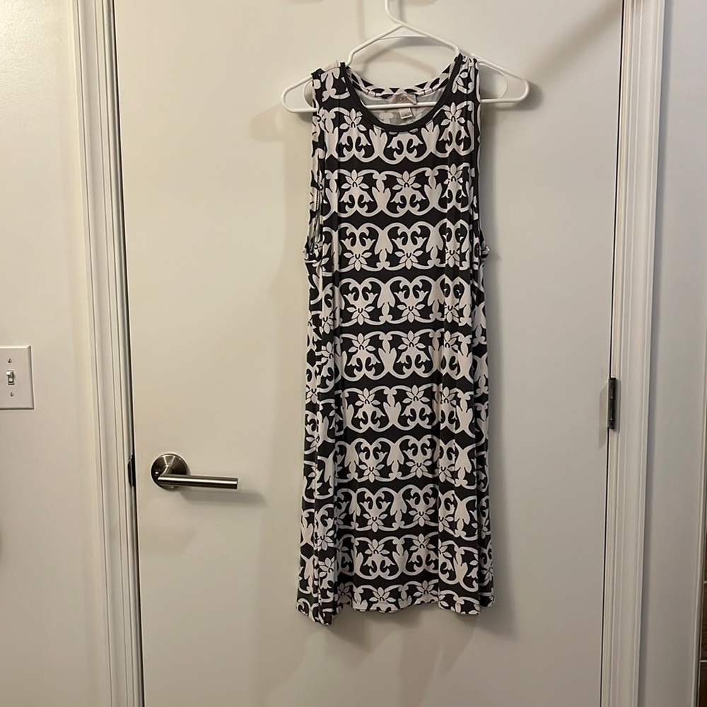 Grey and white pattern dress from Loft